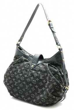 Louis Vuitton Black Bag Shoulder Crossbody Canvas Monogram Hobo u Denim Leather